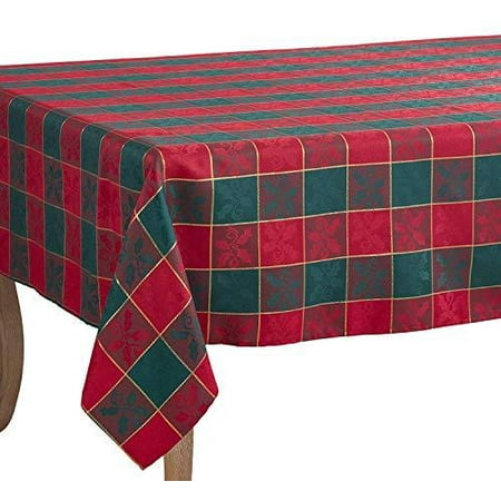 

Fennco Styles Royal de NoÃ«l Collection Classic Plaid Jacquard Tablecloth â€“ Red Green Tablecloth for Christmas Banquets Family Gathering Special Events and Home DÃ©cor