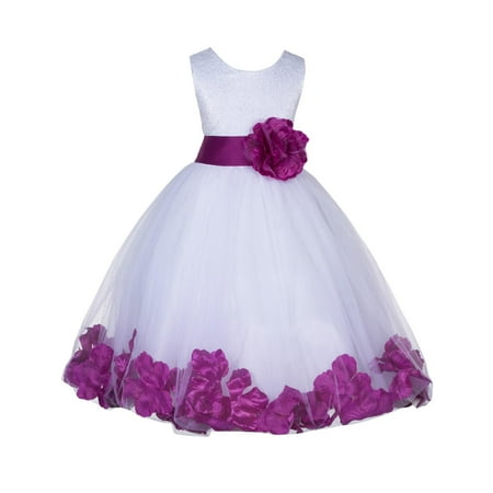 

Ekidsbridal Lace Top Floral Petals White Flower Girl Dress Tulle Weddings Summer Easter Dress Special Occasions Pageant Toddler Girl s Clothing Holiday Bridal Baptism Size S M 2 4 6 8 10 12 165T