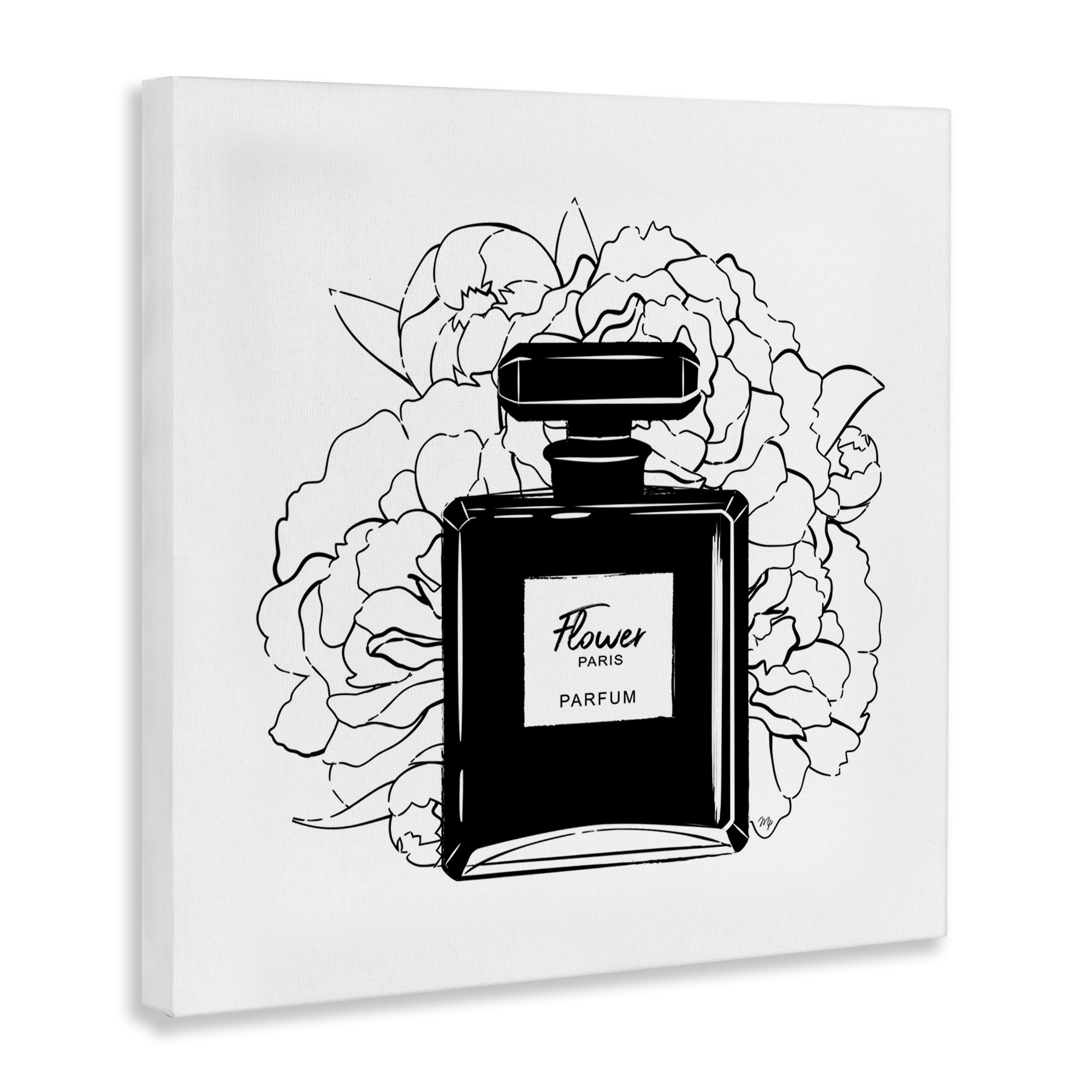 Stupell Industries Black Perfume & Roses Beauty & Fashion Painting Gallery Wrapped Canvas Art Print Wall Art, 24 x 24