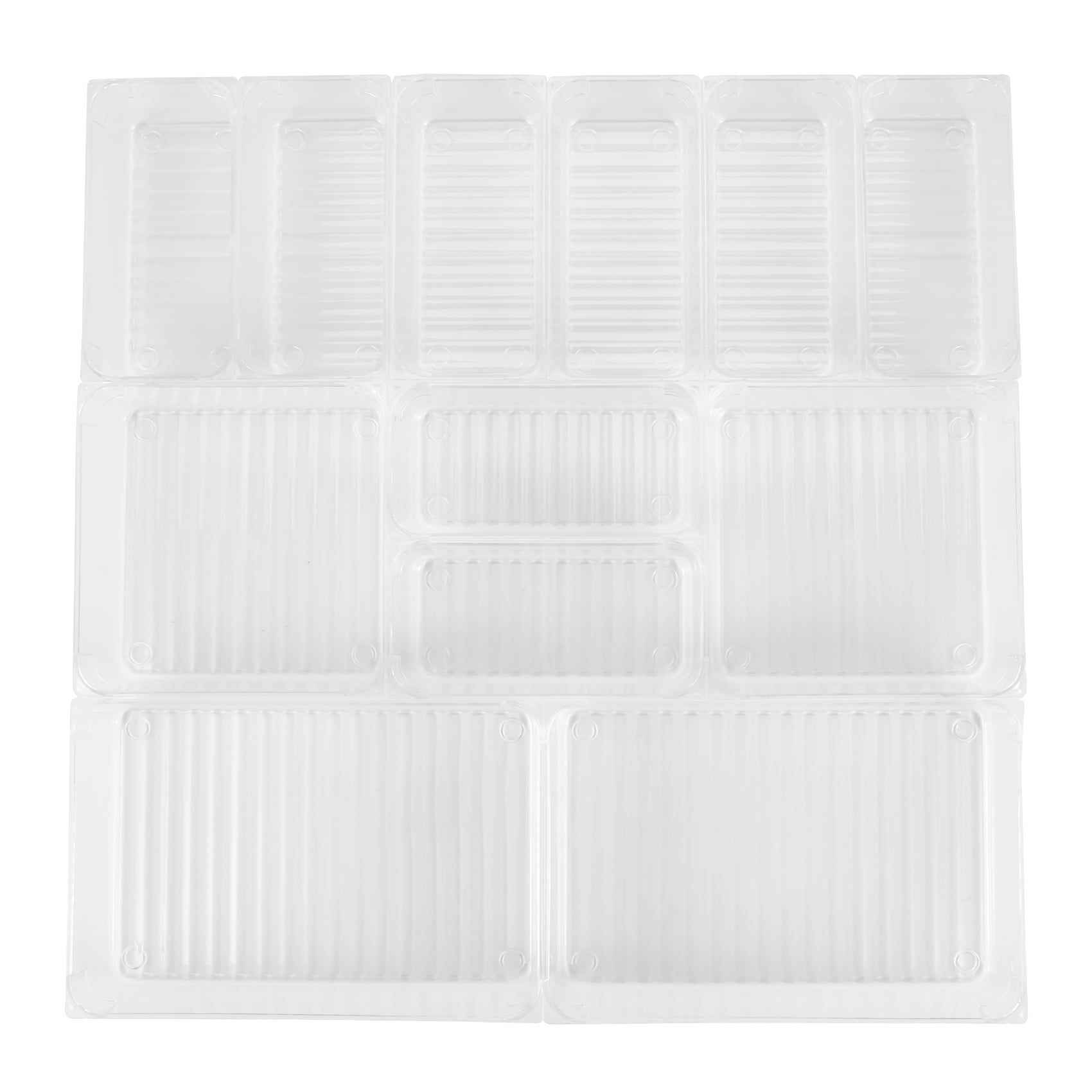 Set Of 12 Desk Drawer Trays with 3Size Clear Plastic Storage Boxes