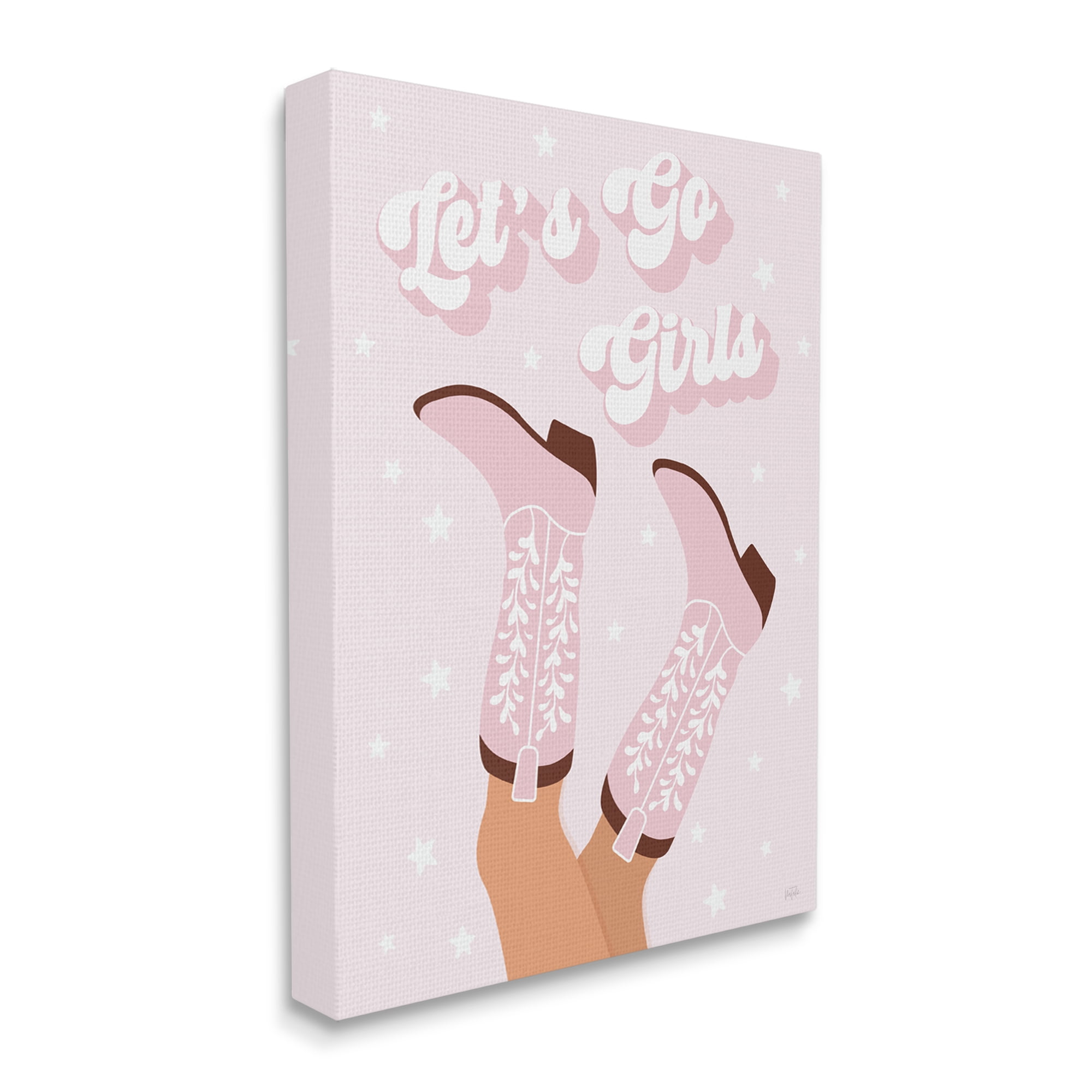 Stupell Industries Let's Go Girls Cowgirl Abstract Painting Gallery Wrapped Canvas Art Print Wall Art, 30 x 40