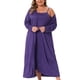thumbnail image 1 of Conjunto de camisón de dos piezas para mujer Agnes Orinda, talla grande, con batas, tirantes de espagueti, ropa de dormir suave, lounge de longitud completa, 5X, púrpura, 1 of 6