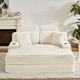 thumbnail image 4 of Miniyam 64in Modern Upholstered Indoor Chaise Lounge With 2 Pillows 2 Headrests and 2 Back Cushions, Off White, 4 of 12