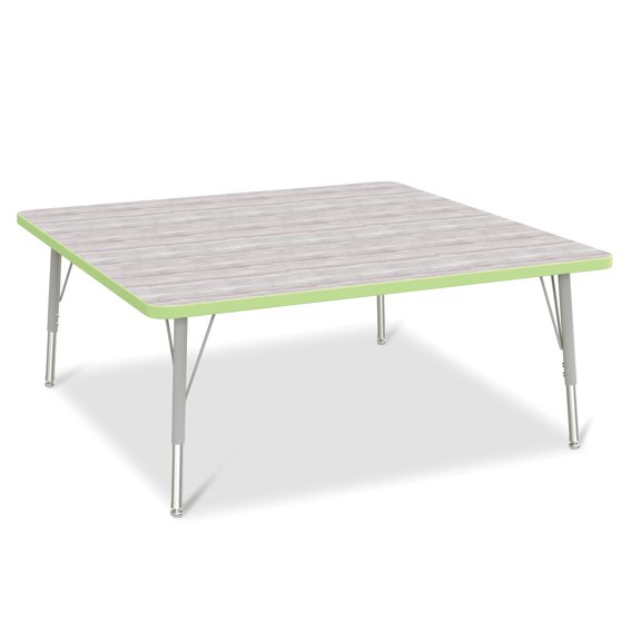 Jonti-Craft Berries® Square Activity Table - 48" X 48", E-height - Driftwood Gray/Key Lime/Gray