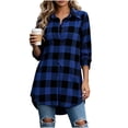 thumbnail image 7 of Long Sleeve Women's Tops Baeitkot Classic Plaid Lapel Shirt Loose Fit Fall Casual Blouse, 7 of 7