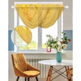 thumbnail image 3 of Yellow Golden Floral Sheer Waterfall Valance Curtains for Window, Spring Summer Shiny Flowers Rod Pocket Sheer Topper Swag Curtains for Living Room, Kitchen 38.5"W x 47.2"L, 1 Panel, 3 of 7