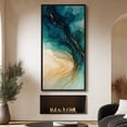 thumbnail image 3 of Large Framed Canvas Art Abstract Dark Blue Waves Print for Modern Living Room Bedroom Wall Decor - 60"x30" Black Framed, 3 of 6