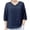 Navy, variant on Summer Tops for Women V Neck 3/4 Sleeve Embroidered Boho Blouse Casual Loose Relaxed Beach Vacation Top, Blue XXL