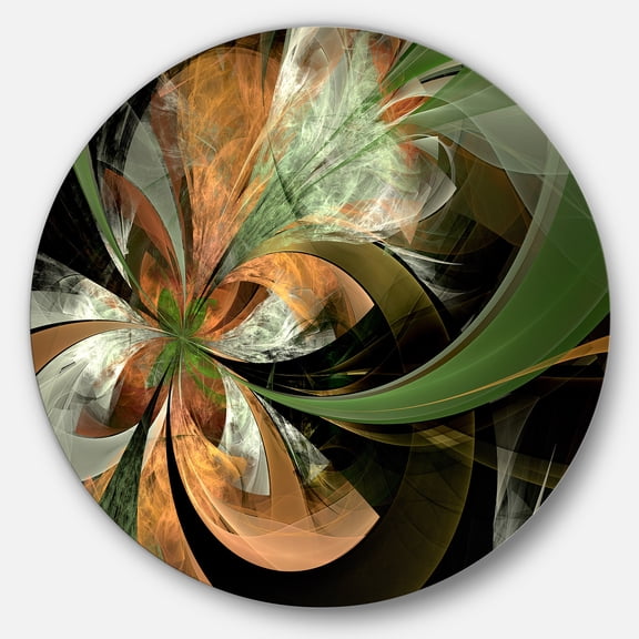 Orange and Green Fractal Flower' Graphic Art Print on Metal