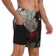 thumbnail image 2 of Balery Dark Red Hooded Girl Bañador para hombre, shorts de playa de secado rápido con entrepierna y forro de compresión-X-Large, 2 of 6