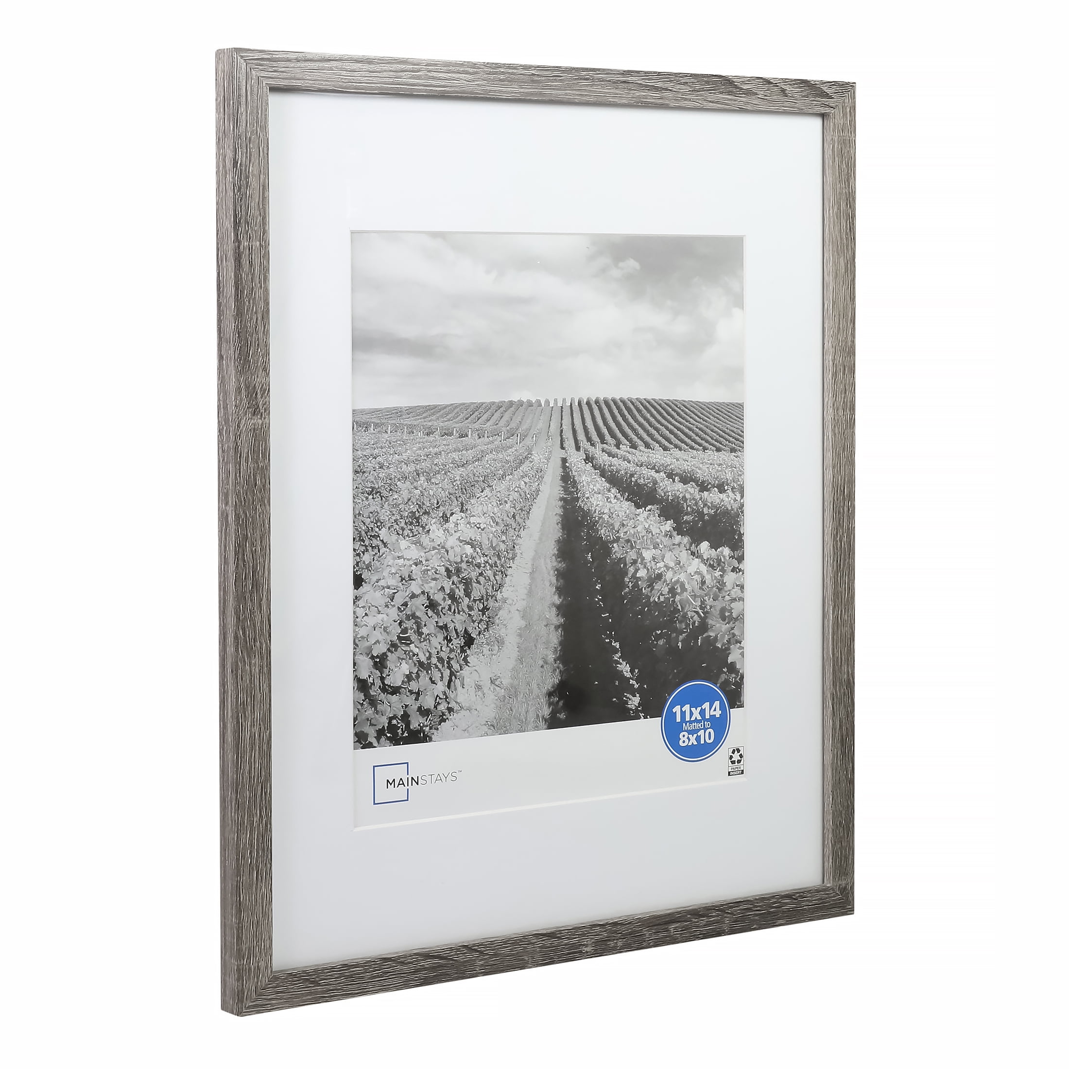Mainstays 11x14 Matted to 8x10 Linear Gallery Wall Picture Frame, Set of 4, Rustic Gray