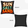 thumbnail image 6 of Set of 2 18x18in Throw Pillow Covers - Beachy " SUN SALT SAND " Design with Palm Tree & Sunset Perfect for Couch Bed or Car, 6 of 8