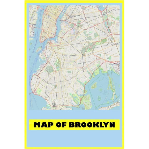 Map of Brooklyn 18x24 with Neighborhoods, Streets, Roads, Highways and Parks - Laminated Wall Map Poster Print - Vivid Imagery with Bright Colors
