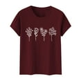 thumbnail image 3 of Tittly T Shirts for Women Spring Tops for Women Women's Floral Print 2D Round Neck T Shirt For Spring And Summer Fashion Soft And Casual Top Graphic Tees Tshirts Shirts Blue L, 3 of 3