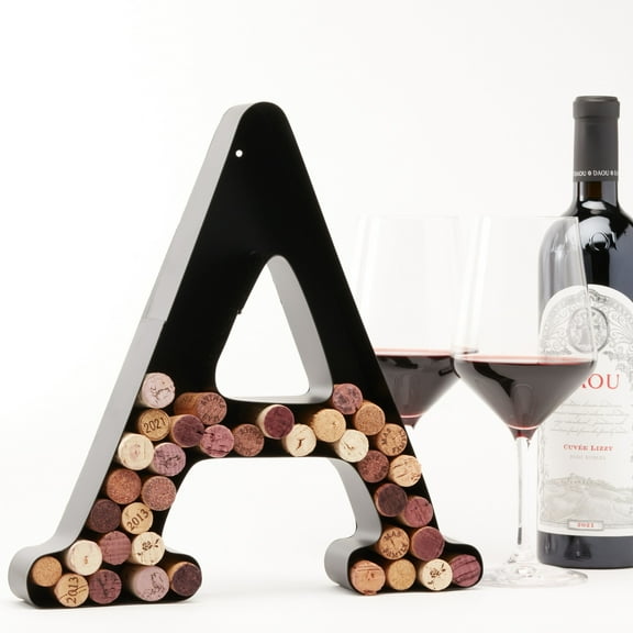 DECOMIL Wine Cork Holder, Black Decorative Letters for Corks, Freestanding and Wall Art, for DIY, 12”