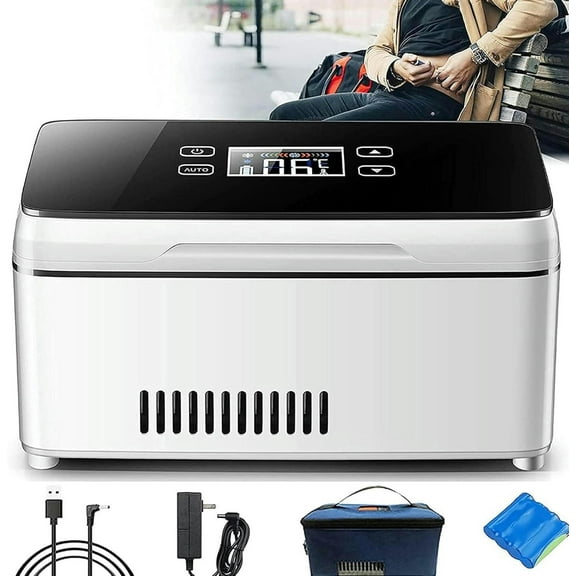 GXCZ Portable Insulin Cooler Refrigerated Box,Large Capacity and LCD Screen Display Medicine Small Refrigerator,with LED Display and Storage Bag,for Drug Storage