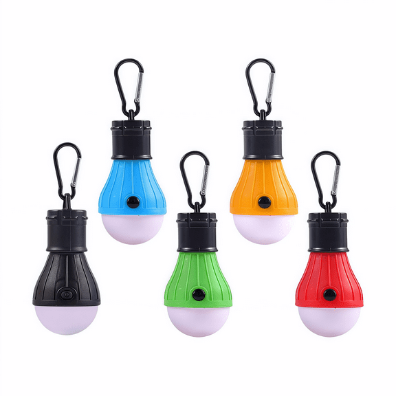 5 Pack LED Emergency Light Bulbs - Battery Operated, Waterproof, Portable with Clip Hooks for Camping, Tent, Power Outage