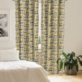 thumbnail image 2 of Ambesonne Car Curtains, Automobiles Motorbikes Pattern, Pair of 28"x95", Mustard and Deep Sky Blue, 2 of 5