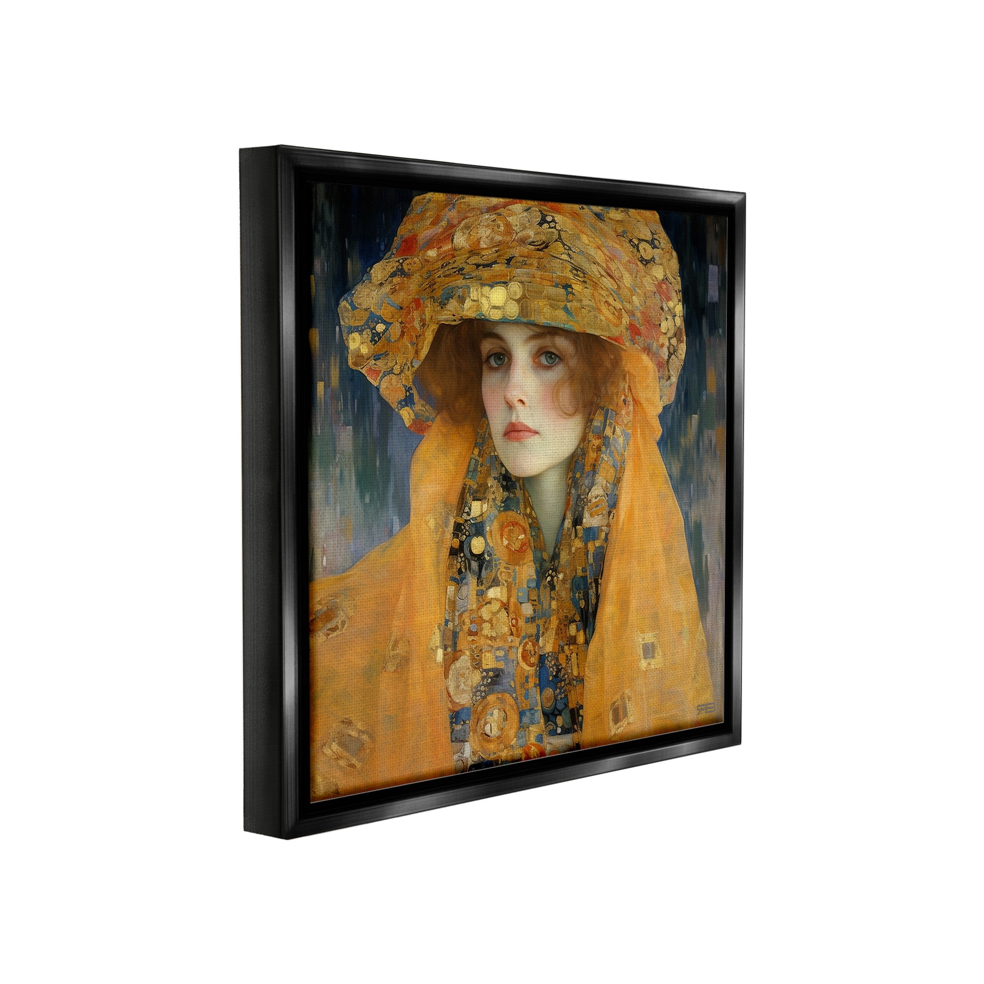 Stupell Industries Traditional Patterned Portrait Abstract Painting Black Floater Framed Canvas Art Print Wall Art, 18 x 18