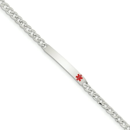 Sterling Silver Polished Medical Curb Link ID Bracelet 8.5 Inch ...