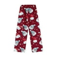 thumbnail image 5 of Women's Christmas Print Plush Pajama Pants, Soft and Comfortable Home Wear Trousers for Winter, Casual Sleepwear with Festive Design,Wine,S, 5 of 5