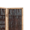 thumbnail image 2 of Benjara Transitional 3 Panel Wooden Screen with Weaved Design, Brown, 2 of 3