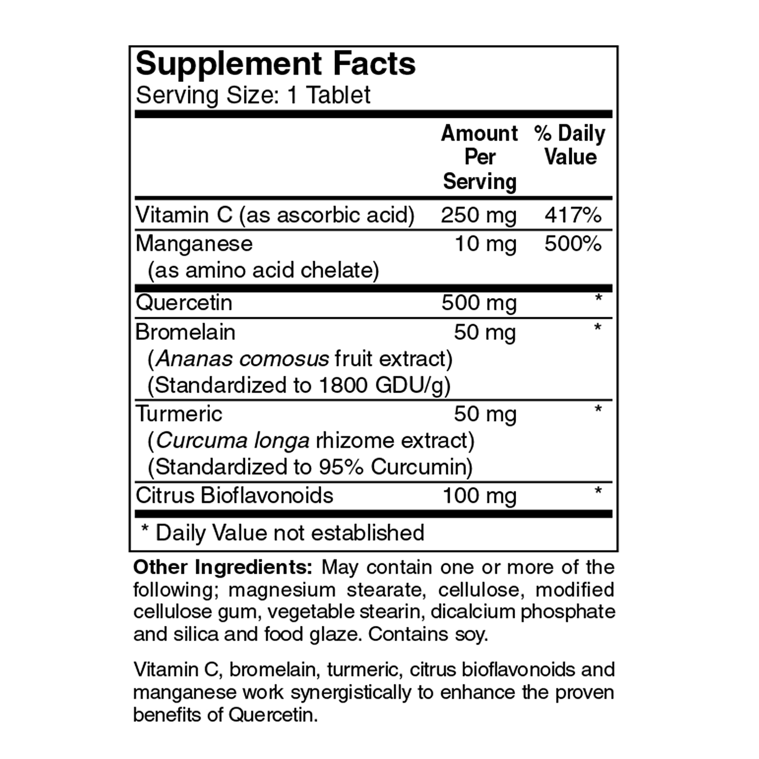 Holly Hill Health Foods, Quercetin Plus 500 MG, Allergy and Immune Health, 100 Tablets