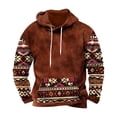 thumbnail image 2 of guisaled Graphic Hoodies for Men Ethnic Print Patchwork Hooded Sweatshirt Loose Soft Casual Pullover Tops with Drawstring, 2 of 3