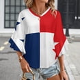 thumbnail image 3 of Panama Flag Women's V-Neck Blouse With 3/4 Ruffled Bell Sleeves Casual Top Ladies Blouses, 3 of 7