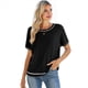 thumbnail image 1 of Tops de Mujer, Camisetas Casuales de Corta A , Suéter de Punto con Cuello Redondo. Negro XL, 1 of 10