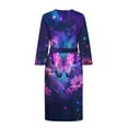 thumbnail image 4 of Yuyamidu Purple Butterfly Bathrobes for Women 3/4 Sleeve Robes Flower Kimono Robe Fashion Nightgown with Waist Belt Lightweight V Neck Sleep Dress Plus Size L, 4 of 7