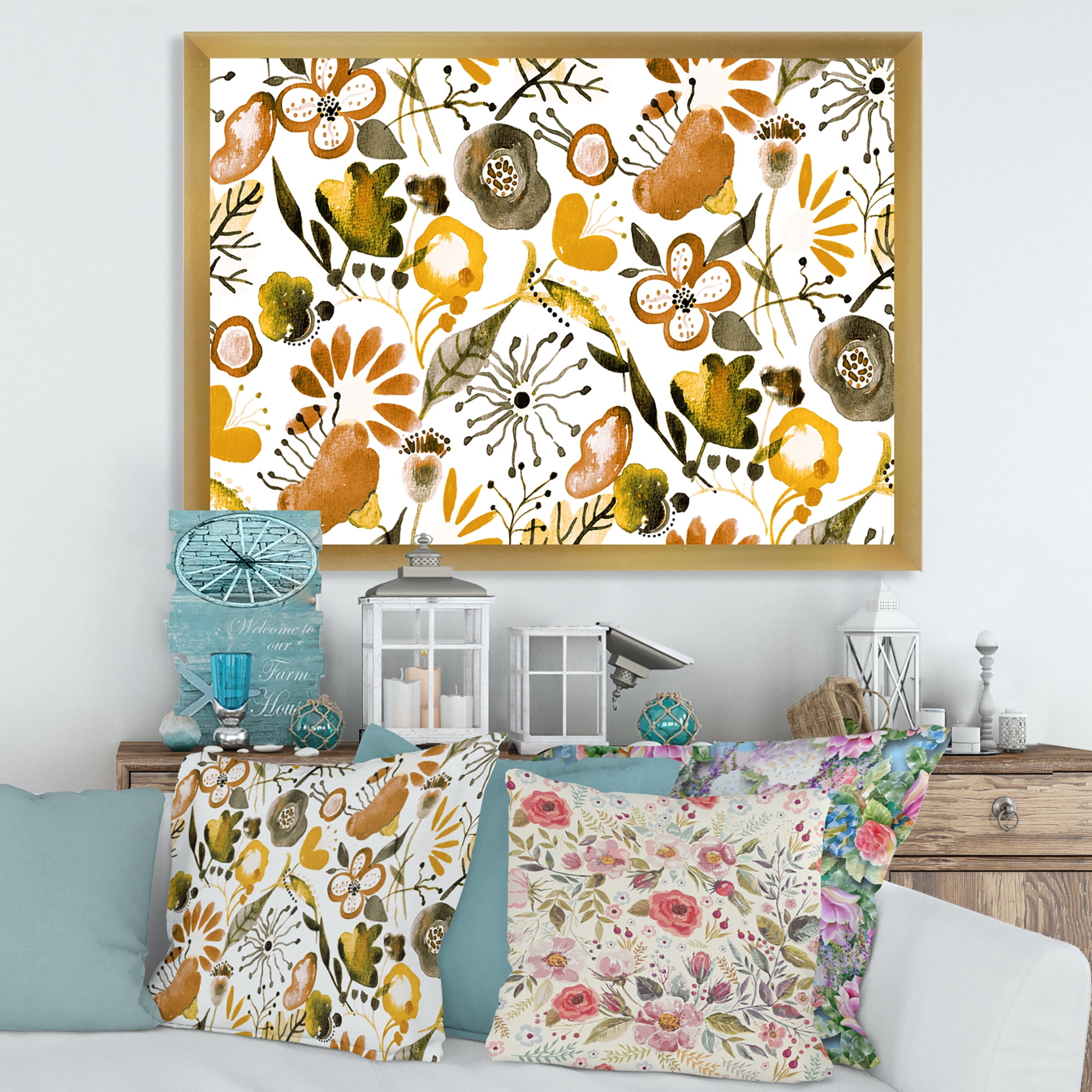 Designart 'Vital Abundance Of Wildflowers I' Modern Framed Art Print