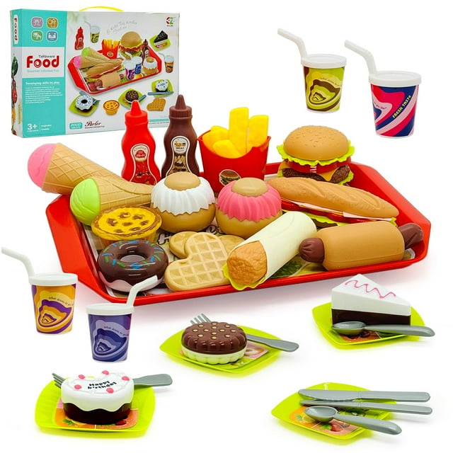 Set de comida Pretend Play Kitchen, 33 unidades, para niños mayores de 3 años