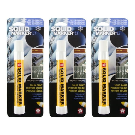 Sakura Solid Paint Markers with Twist Up Tip - Low Temperature Permanent Marker Pens - Window, Wood, & Glass Marker - White Paint - 3 Pack