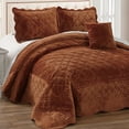 thumbnail image 1 of Serenta Super Soft Microplush Quilted 4 PCs Bedspread Set. Queen, Brick, 1 of 4