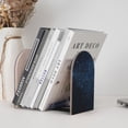 thumbnail image 6 of Picia Blue Glitter Retro Pattern Wood Bookends for Shelves,Non-slip Bookends, Heavy Duty Wooden Bookend Support,1 Pair, 6 of 8