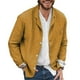 thumbnail image 3 of Chaqueta de traje Solapa de manga larga Un solo pecho Color puro Chaqueta de moda informal Top para hombres Amarillo XL, 3 of 6