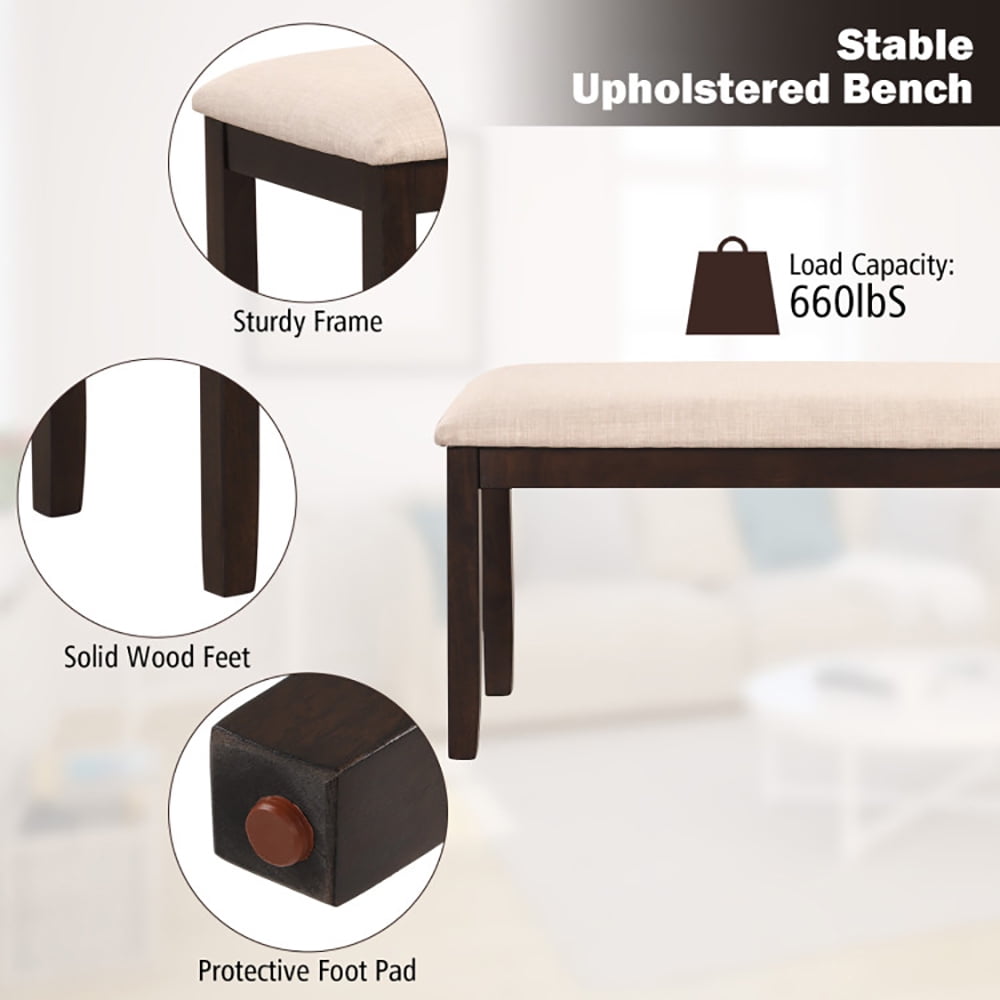 Finihen Upholstered Ottoman Bench, Footstool Ottoman, Decorative Furniture Footrest, Upholstered Ottoman Bench with Padded Cushion, for Living Room, Bedroom, Porch, Beige