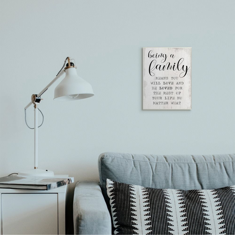 Stupell Industries Family is Being Loved Phrase Motivational Home Sentiments Wall Plaque Design by Daphne Polselli, 10" x 15"