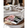 thumbnail image 6 of Pink Flowers Cloth Napkins Set of 4 Reusable Dinner Napkins, Romantic Floral Leaves Black Striped Cocktail Napkin Washable Table Napkins for Wedding/Holiday Party/Baby Shower 20"x20", 6 of 7