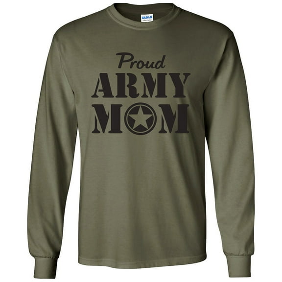 Proud Army Mom Long Sleeve T-Shirt in Military Green