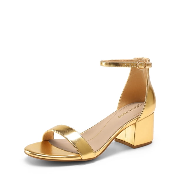 Sandalia DREAM PAIRS Tacón Bajo Grueso Dorado Talla 11