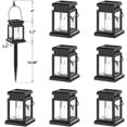 thumbnail image 2 of Linterna solar para colgar al aire libre, paquete de 8 luces solares con efecto de vela con estaca para jardín, patio, césped, patio, paraguas, tienda de campaña, árbol, patio, entrada, col JFHHH pequeña, 2 of 5