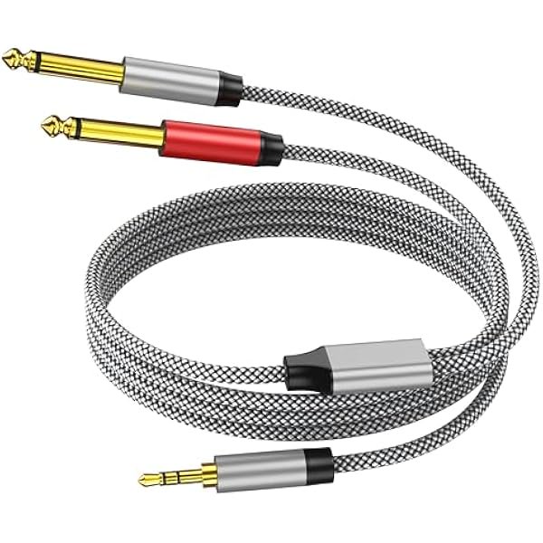 wonima02 1/8 Stereo to Dual 1/4 Mono Cable 15ft, 3.5mm to Dual 1/4 Cable, 1/8 inch TRS Stereo to Dual 1/4 inch TRS Splitter