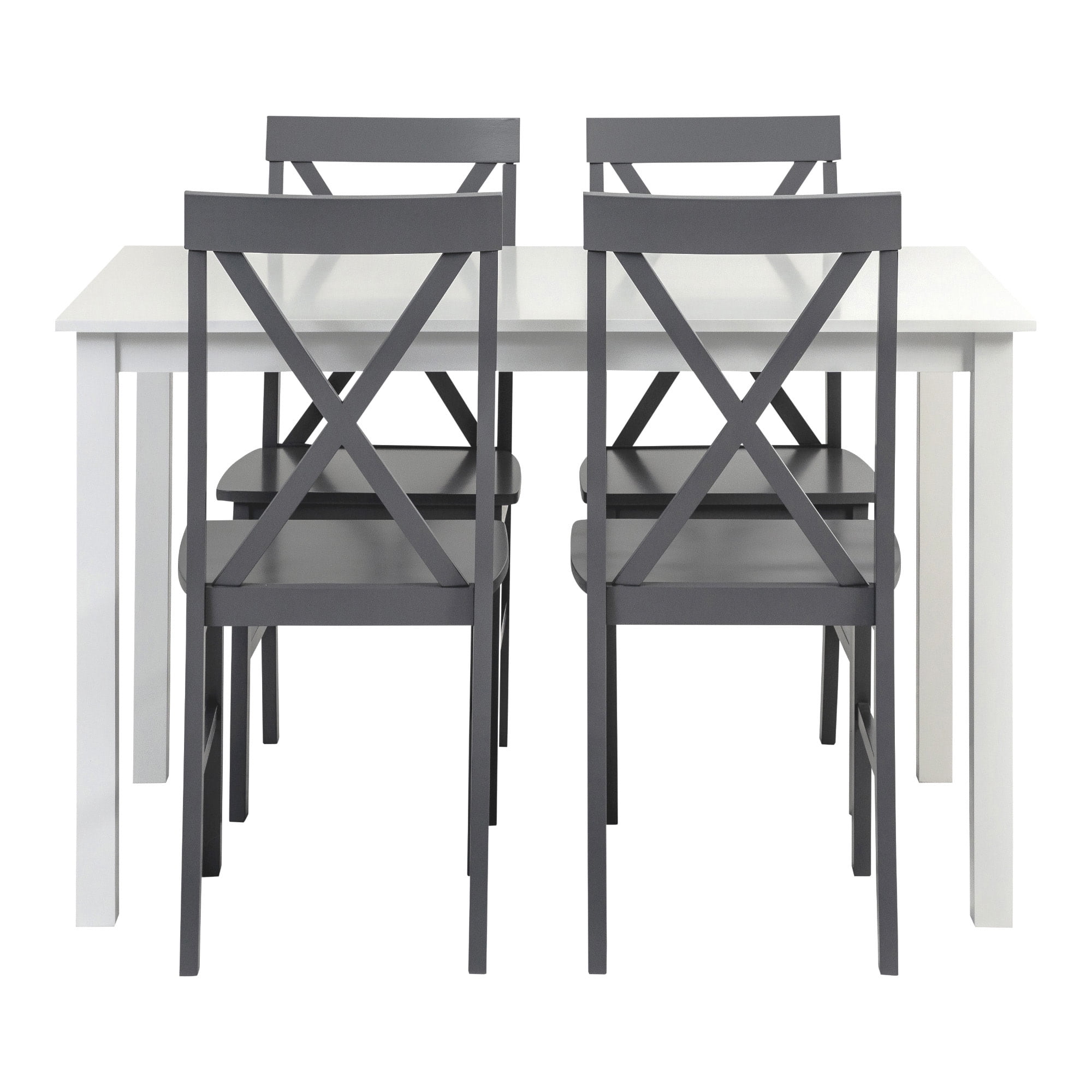 Walker Edison 5-Piece Solid Wood Farmhouse Dining Set - White/Grey