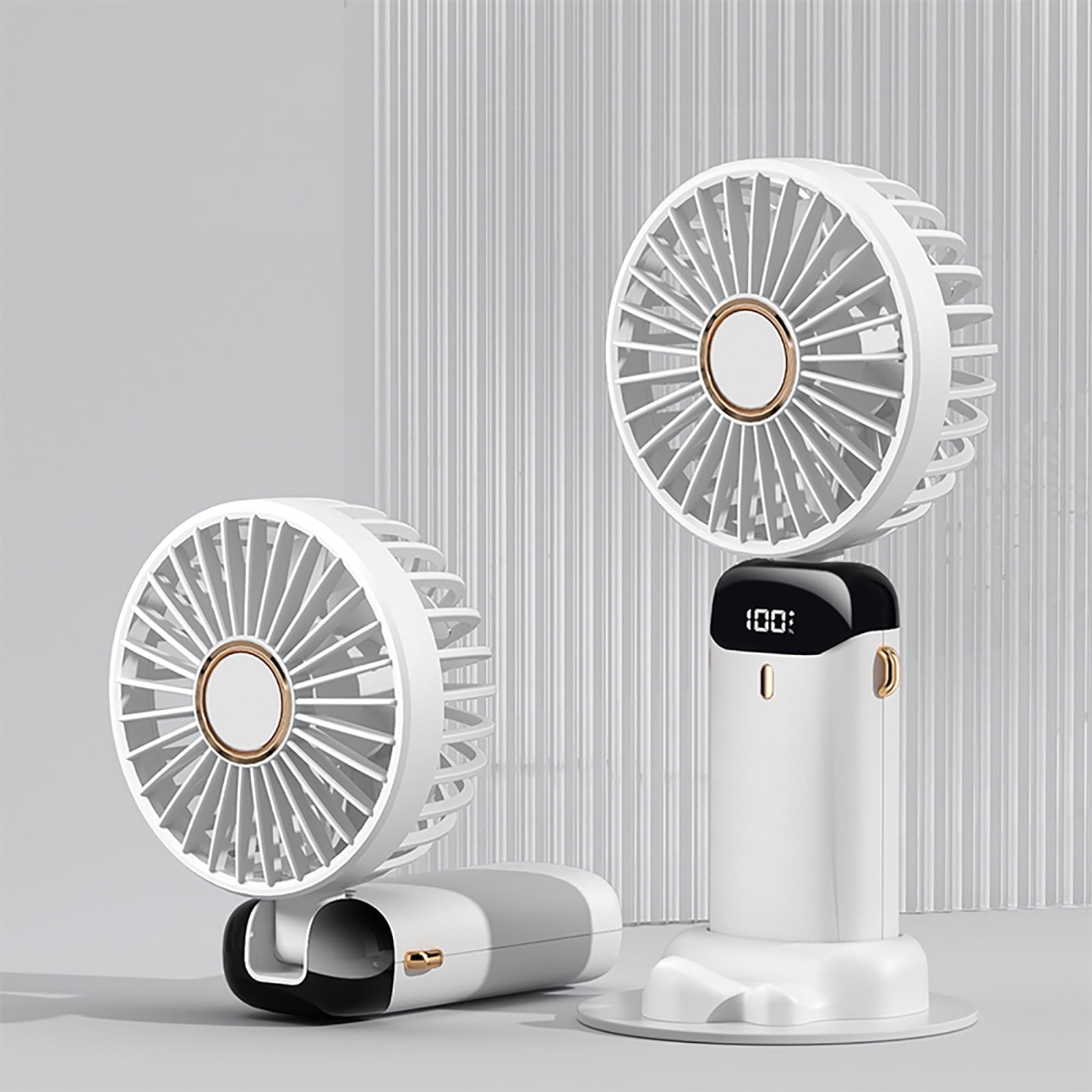 RUXAN Handheld Fan,5000mAh Portable Rechargeable LED Digital Power Display Foldable Speed Adjustable Personal Fan with Lanyard Suitable for Indoor and Outdoor,Travel