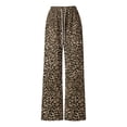 thumbnail image 5 of XIAONU Womens Leopard Print Pants Drawstring Waist Wide Leg Trouser Soft Stylish Loungewear Bottoms Brown1, 5 of 5