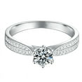thumbnail image 2 of 0.5 Carat Round Cut Moissanite Wedding Ring | 5mm VVS Center Stone, Double Layer Shank, 2 of 6