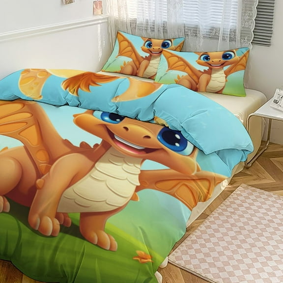 Cute Dragon Baby Bedding Set with Zipper Closure for Girls & Boys