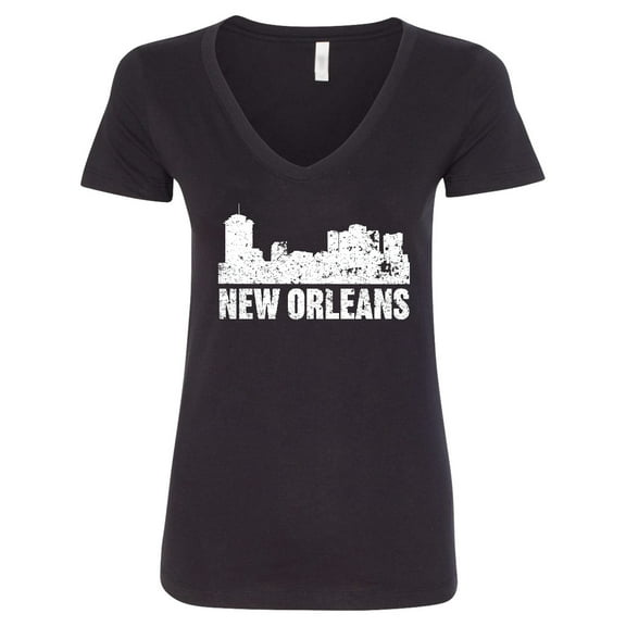 Inktastic New Orleans Skyline Grunge Women's V-Neck T-Shirt